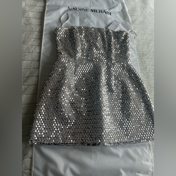 NADINE MERABI Silver Strapless Dress - Picture 2 of 5
